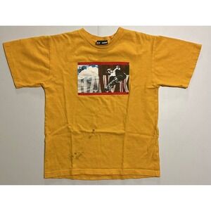 VTG USA Made Tony Hawk Kids Yellow 90s Skater T-Shirt Size Large 6 Grunge